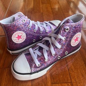 Little Girls Converse Coated Glitter High-Top Sneakers Size 13